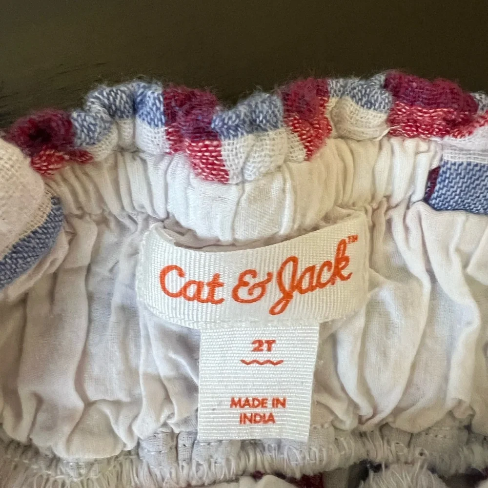 Cat & Jack Red and Blue Checkered Diaper Cover Set